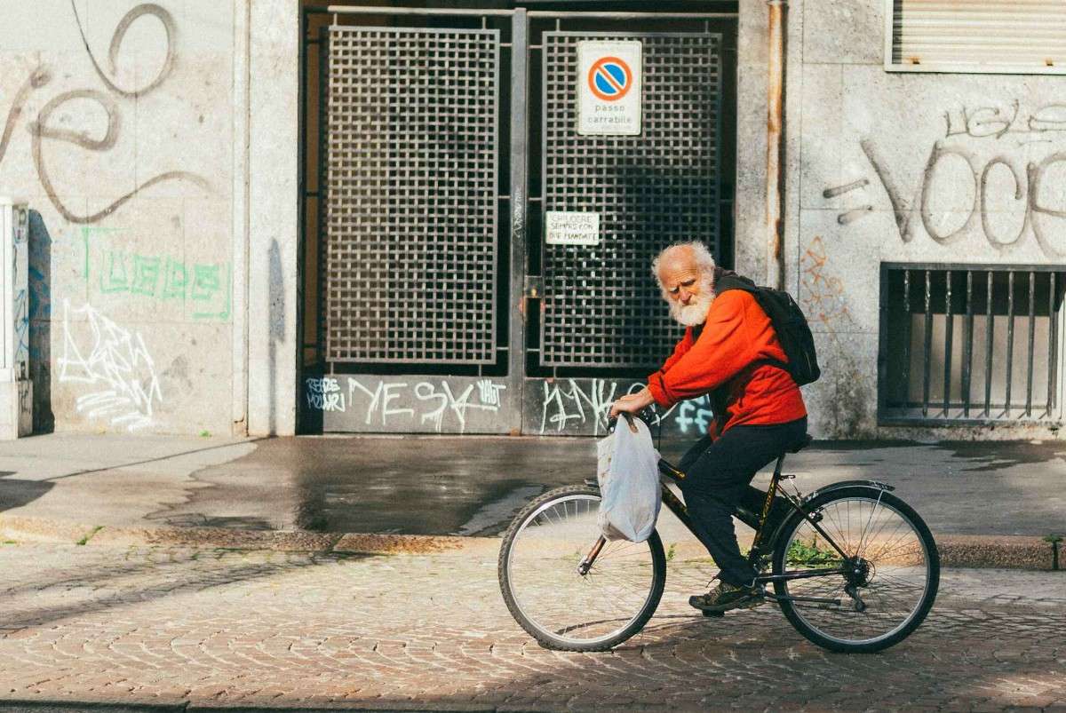 man riding bike